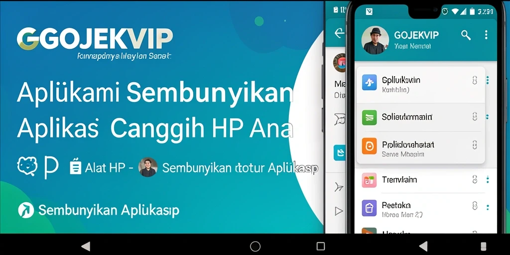 Antarmuka GOJEKVIP dengan fitur Sembunyikan Aplikasi yang sederhana dan efektif.